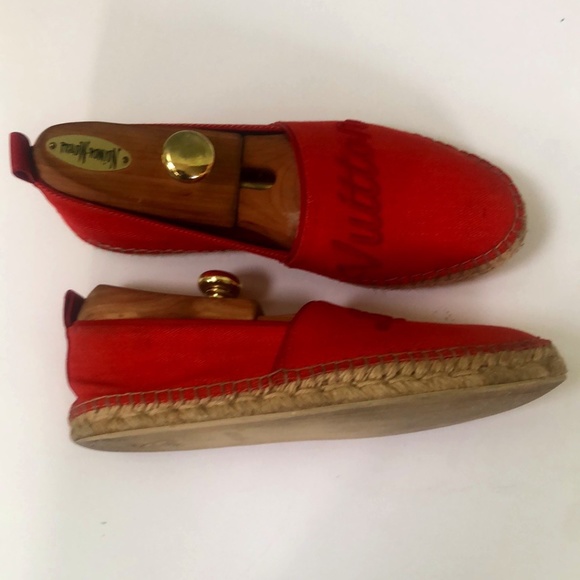Louis Vuitton Red Espadrille Flats Sz 39 - Picture 6 of 13